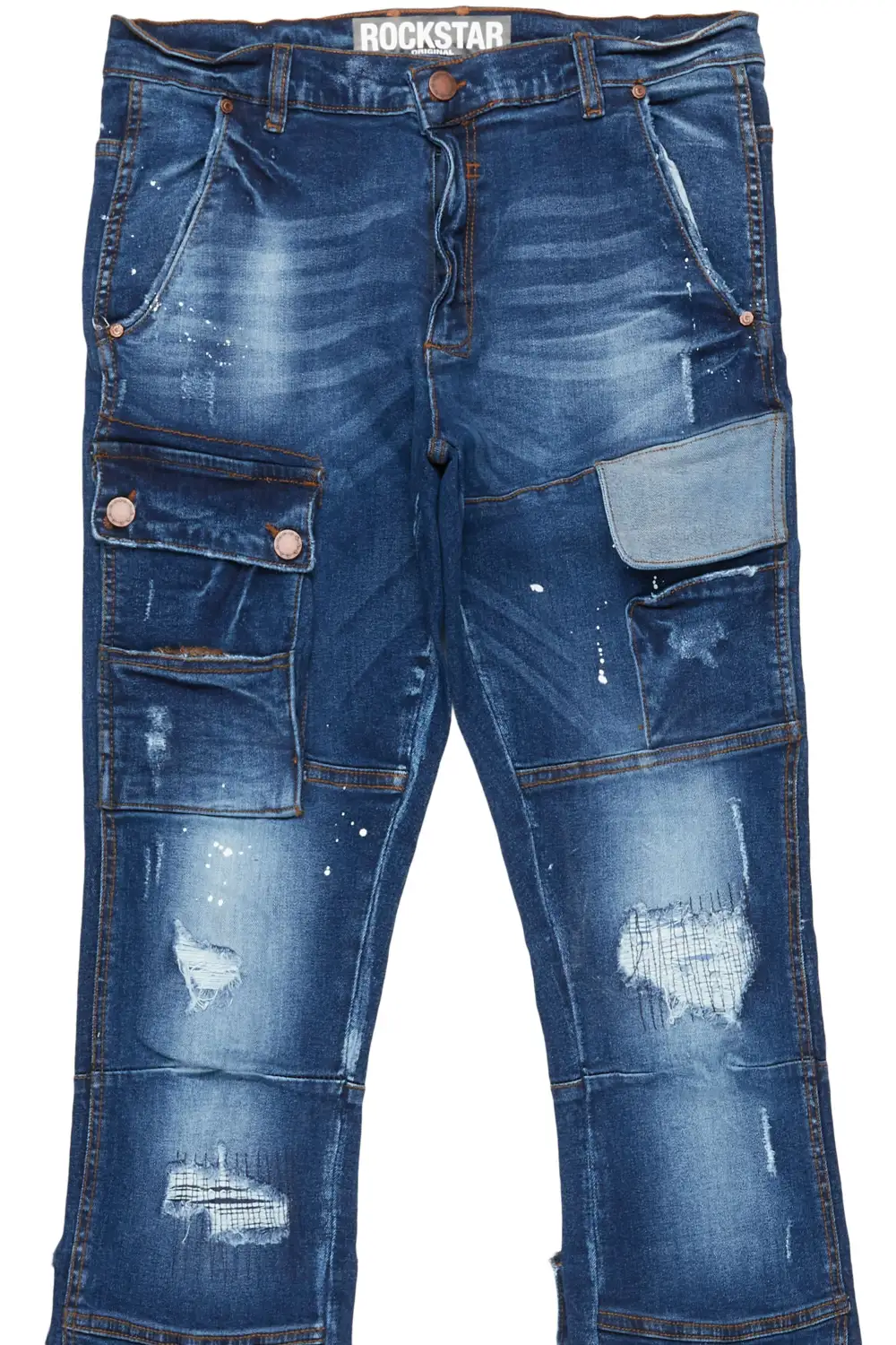 Gannon Dark Blue Stacked Flare Jean