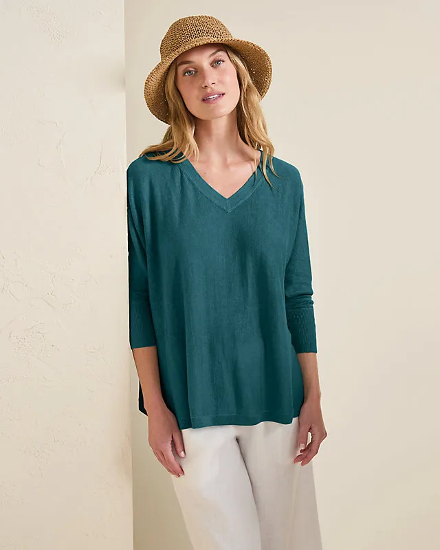 Linen Oversized V-Neck Sweater