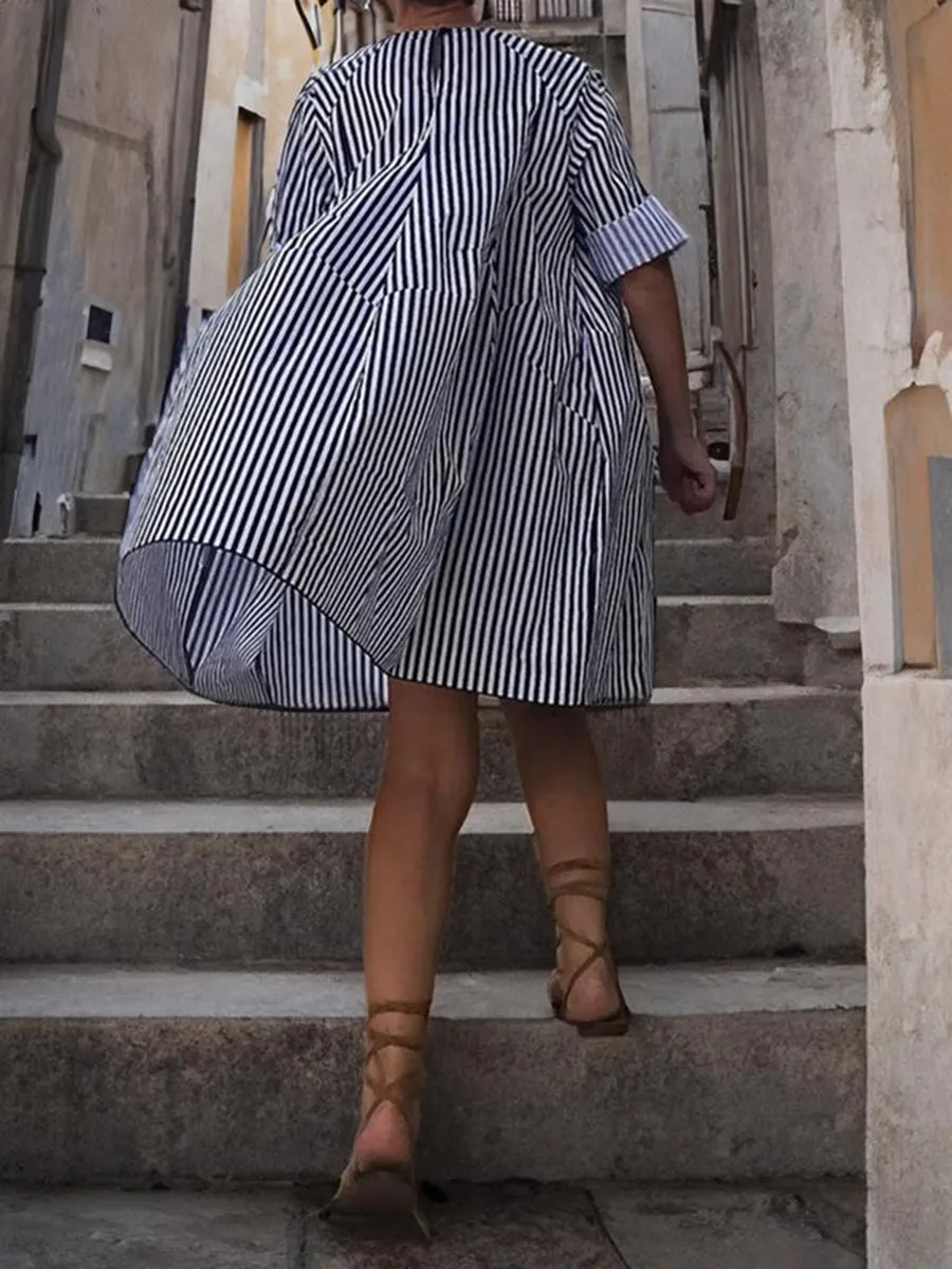 Women's Loose Striped 3/4 Sleeve Dress