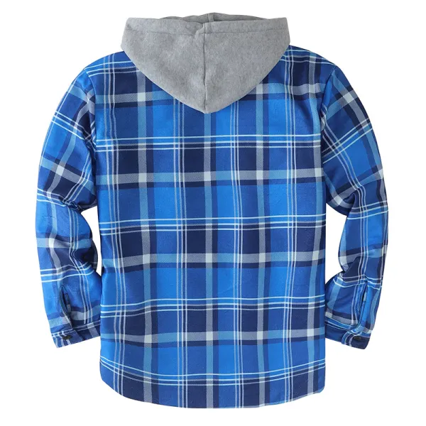 Plaid Casual Hooded Jacket Plaid Top Shirt