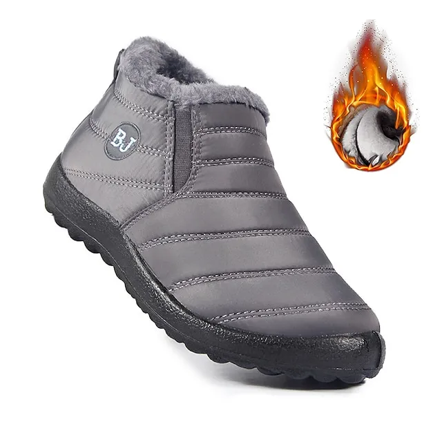 Women's Sneakers Boots Snow Boots Plus Size Winter Boots Daily Fleece Lined Booties Ankle Boots Winter Flat Heel Round Toe Plush Casual Comfort Elastic Fabric Loafer Solid Color Black Red Blue