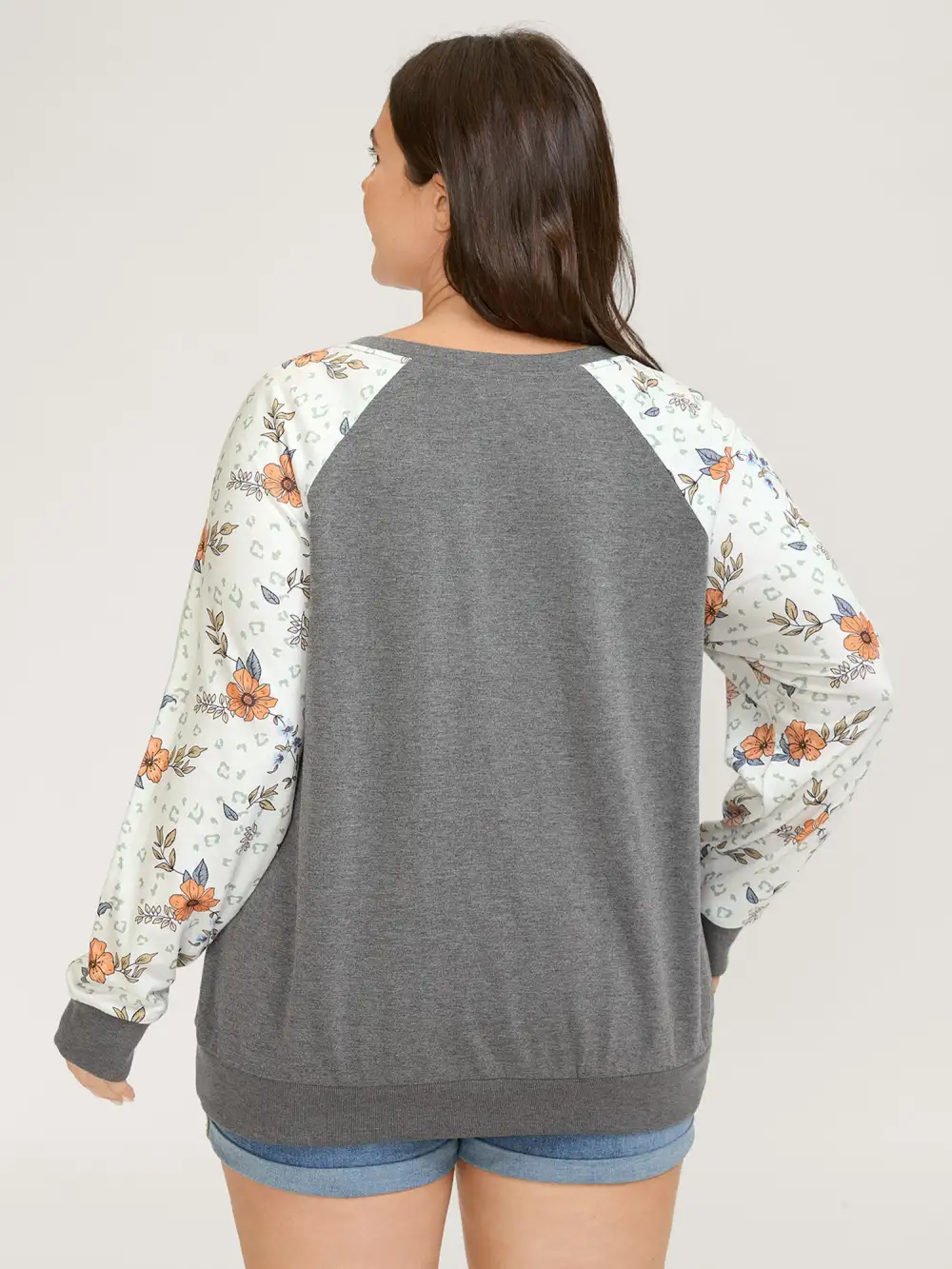 Floral Print Cross-Tie Neck Sweatshirt