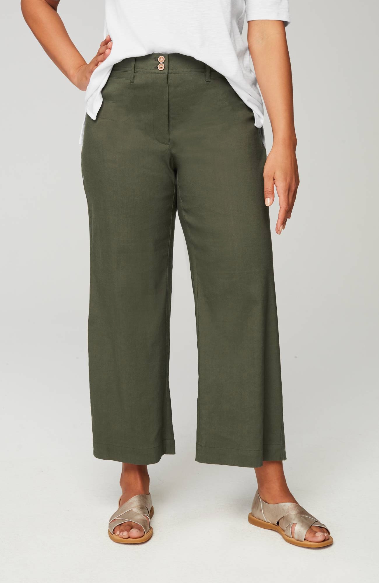 linen-stretch wide-leg crops