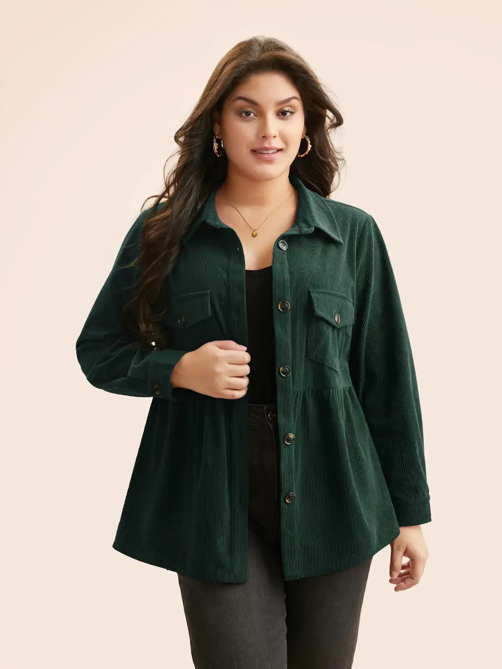 Corduroy Collared Flap Detail Jacket
