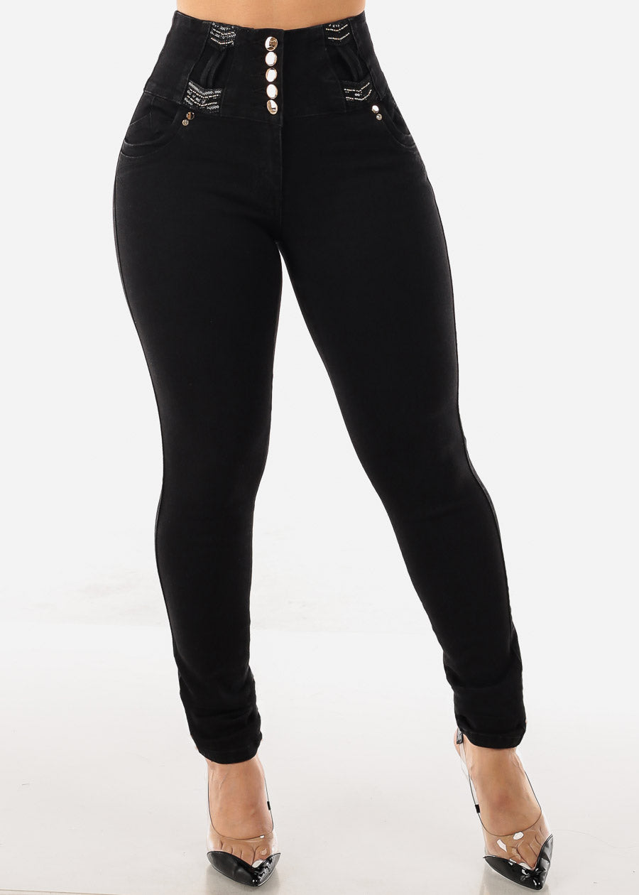 High Waist Butt Lifting Black Skinny Jeans