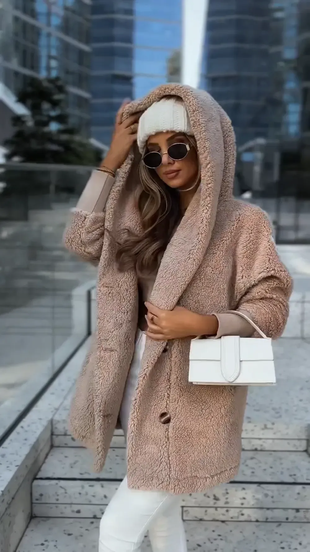 Cozy Rose Hooded Teddy Coat
