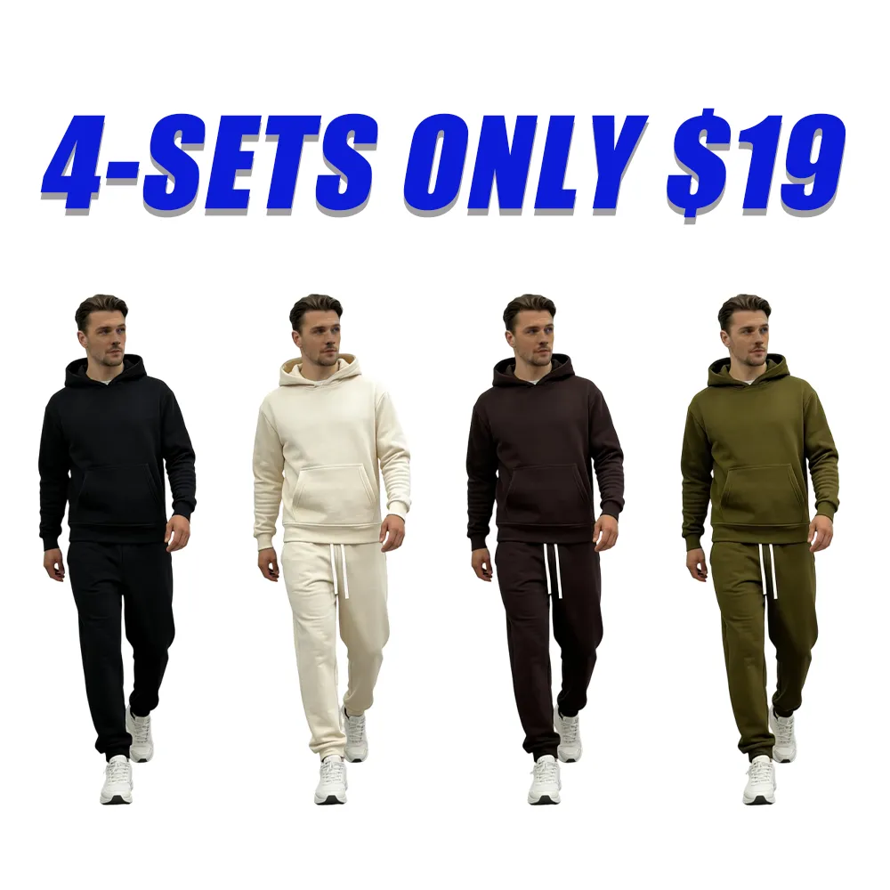 Men's Solid Color Two-Piece Tracksuit Set