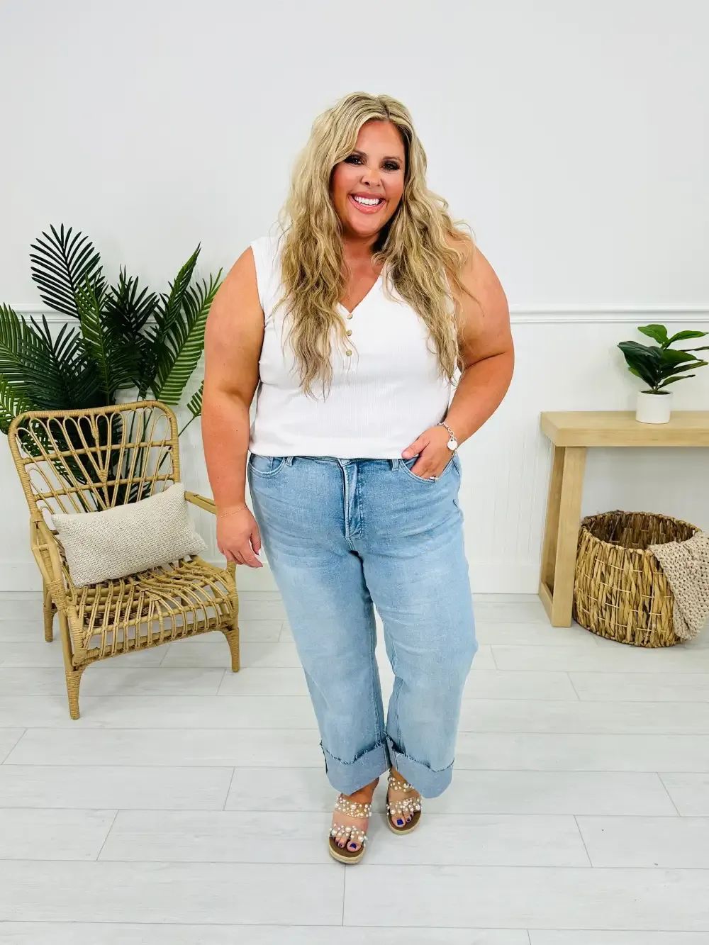 Feeling Brand New Slim Wide Leg Tummy Control Jeans