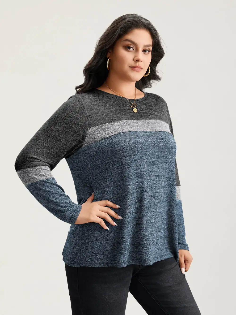 Heather Colorblock Contrast Crew Neck T-shirt