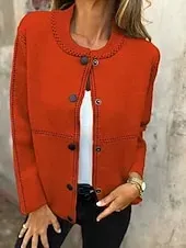 Women's Sweater Cardigan Elegant Fashion Streetwear Pure Color Crew Neck Pocket Knitted Long Sleeve Regular Tops Knit Outdoor Daily Weekend Black White Fall Winter