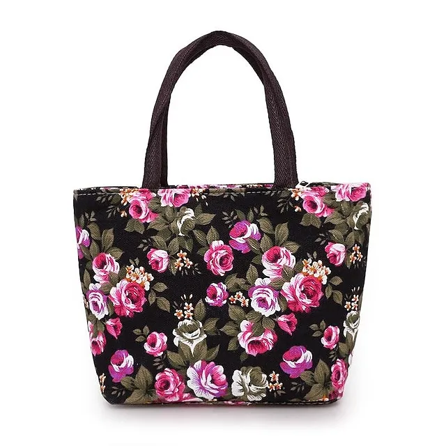 Women's Handbag Nylon Outdoor Daily Zipper Large Capacity Breathable Lightweight Flower Black Red Blue