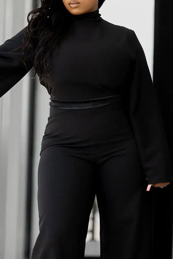 Black Trumpet Sleeve Lowkey Pant Set