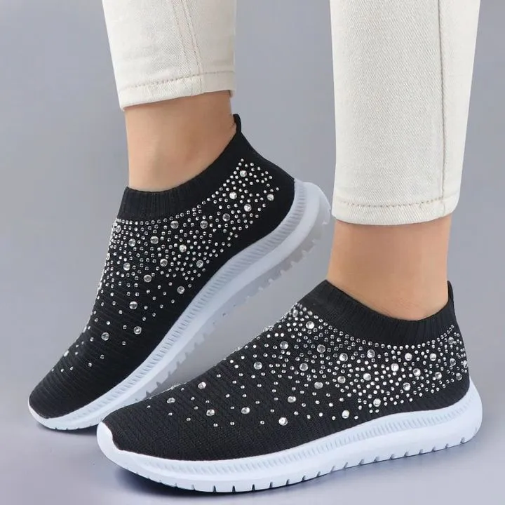 Women's Crystal Breathable SlipOn Walking Shoes