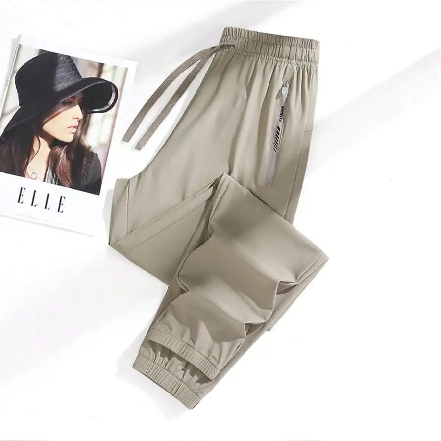 Women's Ice Silk Drawstring Pants – Lightweight, Breathable, Casual Summer Wear for Outdoor & Hiking