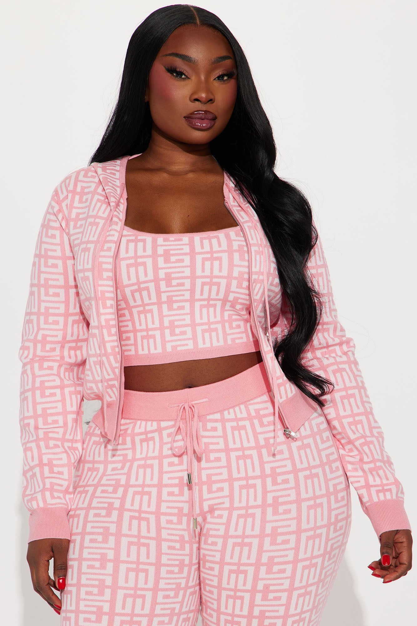 Got A Crush 3 Piece Pant Set - Pink/combo