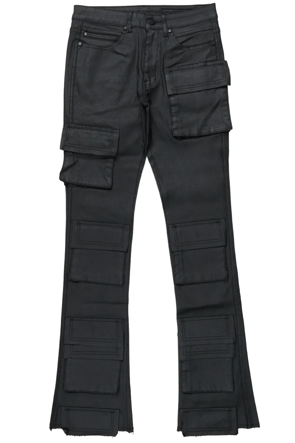 Zander Black Stacked Flare Cargo Jean