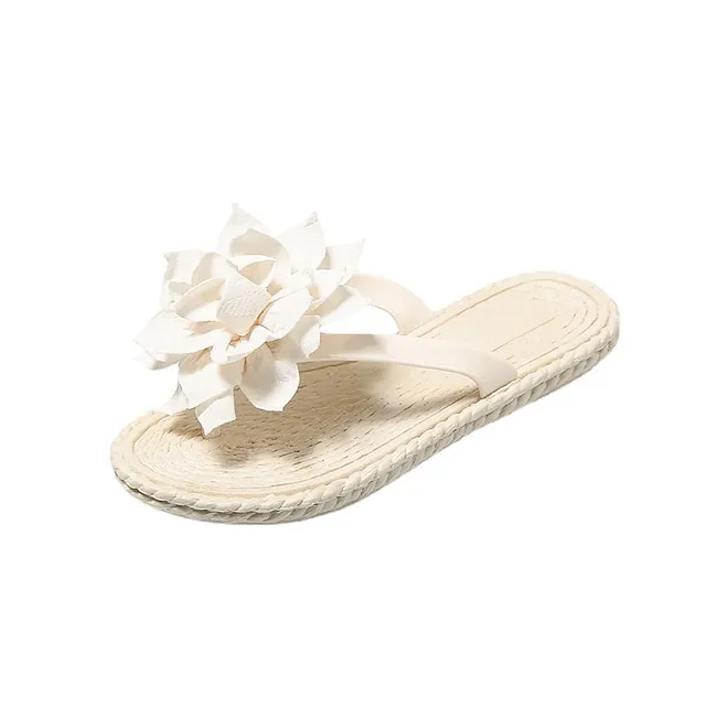 Women's Slippers Boho Bohemia Beach Outdoor Slippers Beach Slippers Outdoor Beach Solid Color Flower Flat Heel Elegant Casual PVC Loafer Black Pink Green