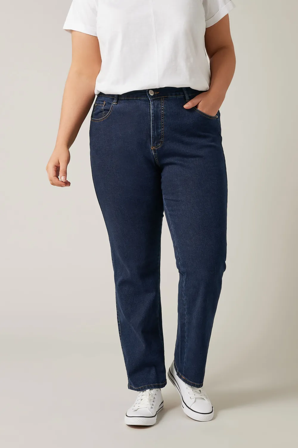 EVANS Curve Blue Mid Wash Straight Leg Jeans