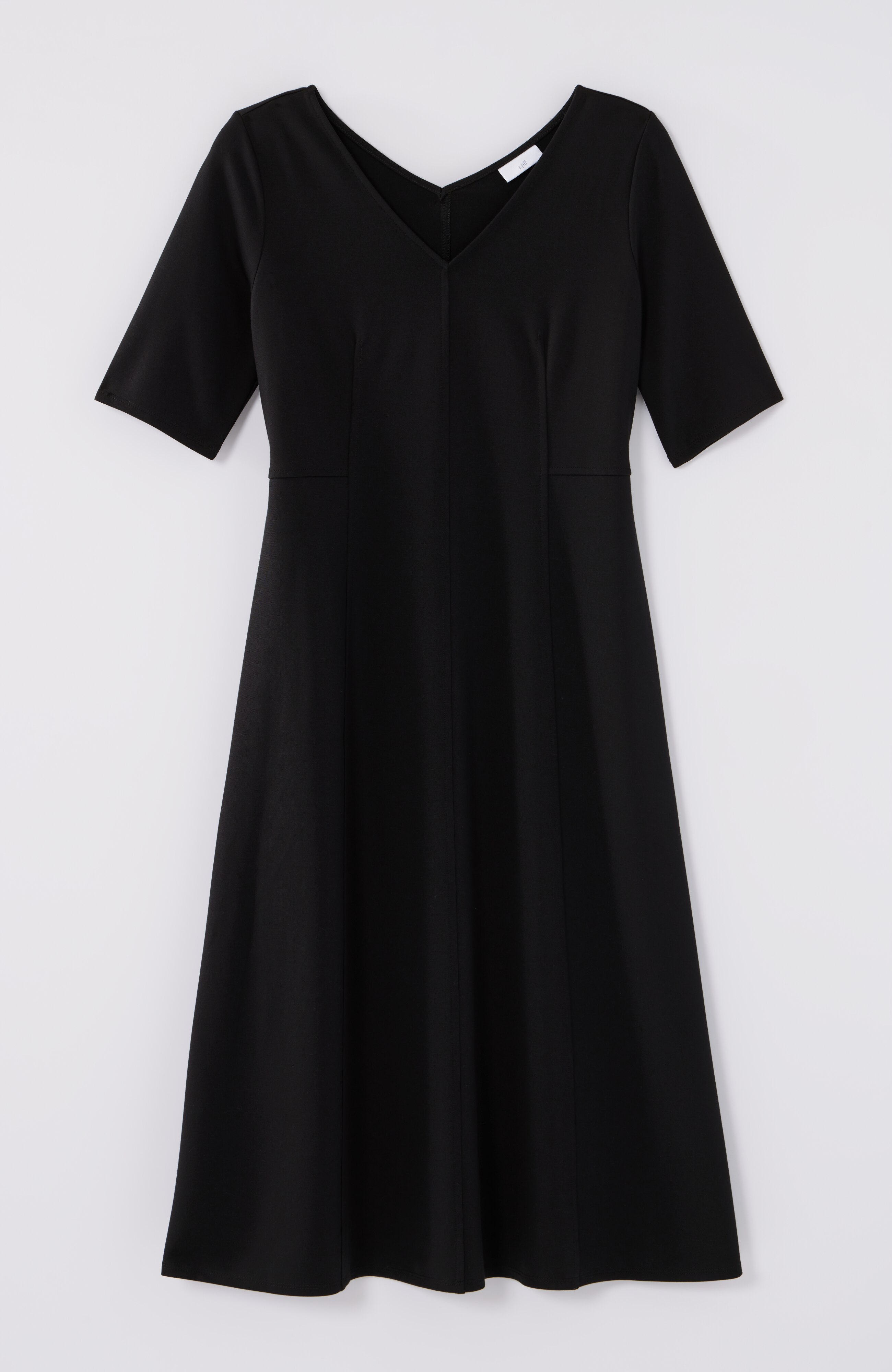 Ponte Double-V-Neck Seamed Dress