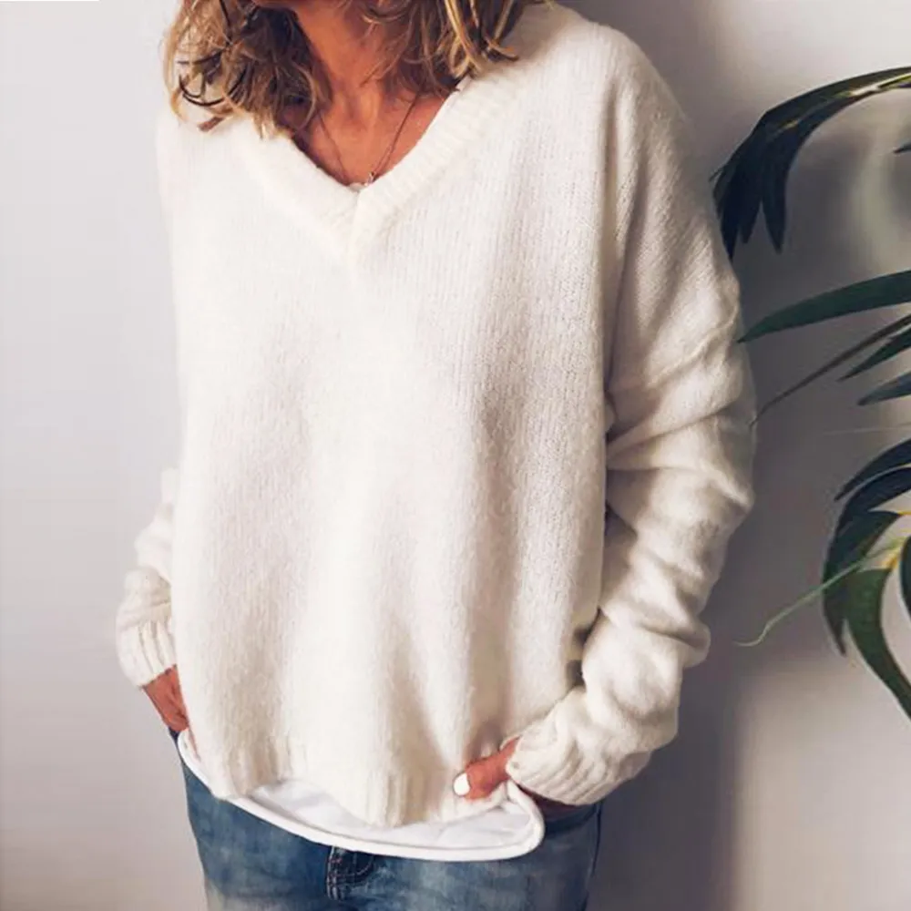 Vintage V Neck Casual Comfy Knitwear