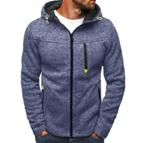 Men's Sports And Leisure Plus Fleece Hooded Cardigan Jacket