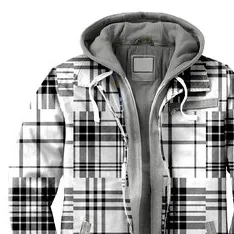 Men's Checkered Textured Winter Thick Hooded Jacket