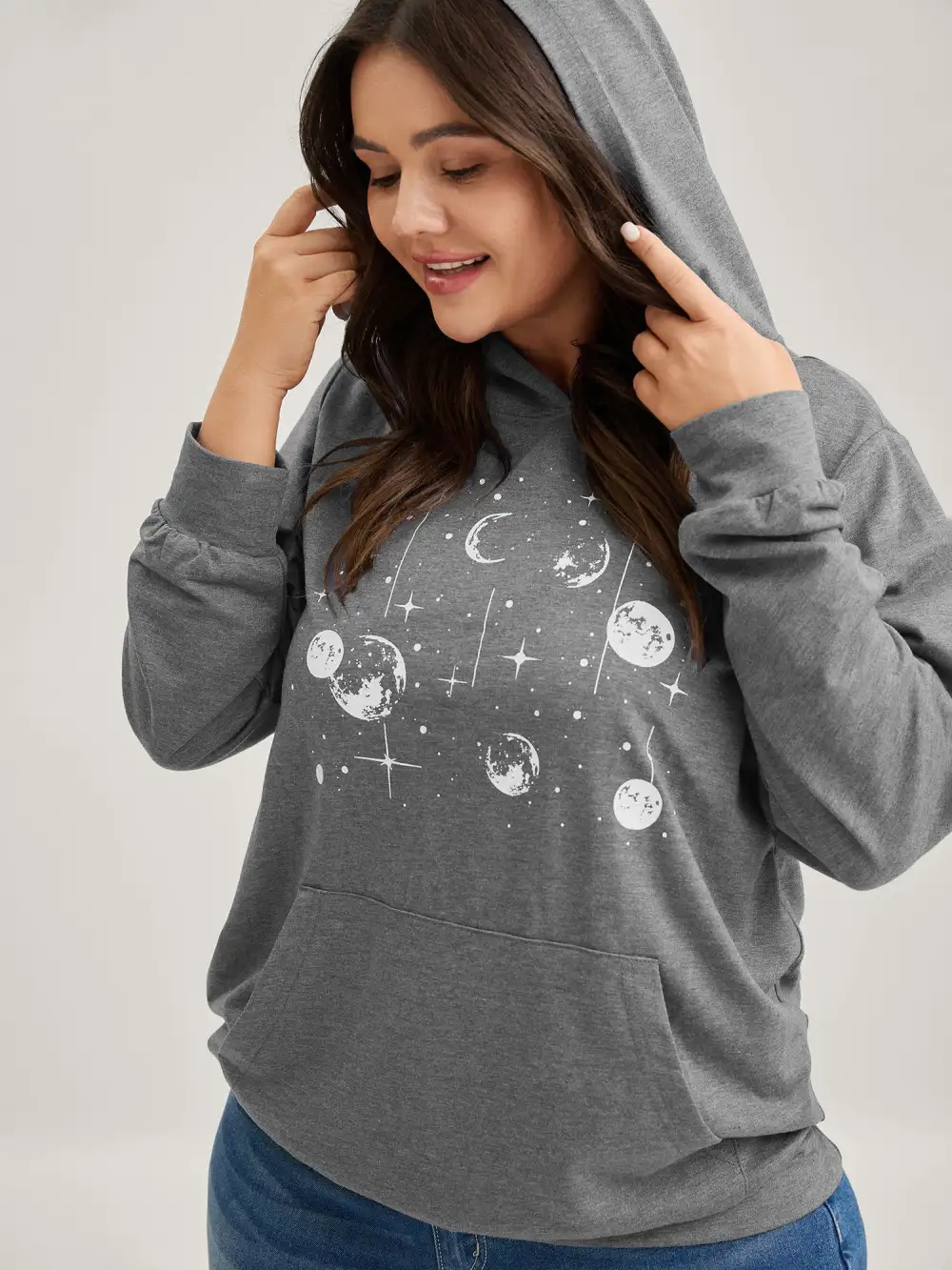 Celestial Print Solid Hoodie