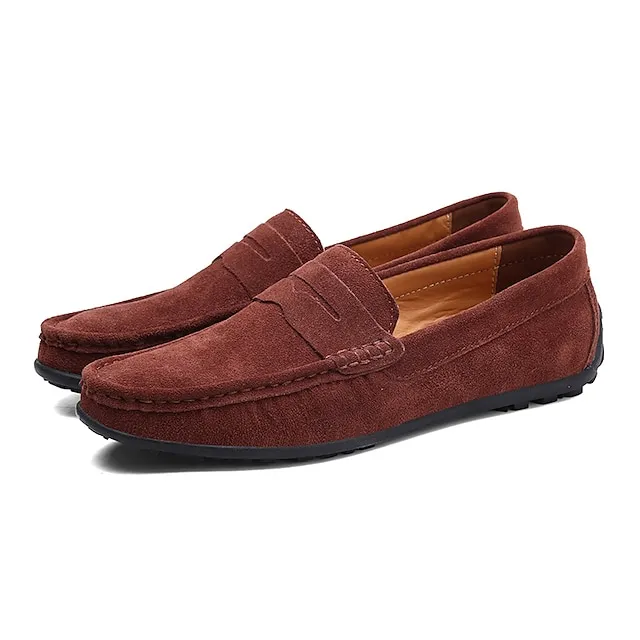 Men's Loafers & Slip-Ons Suede Shoes Comfort Shoes Driving Loafers Casual Outdoor Daily Suede Black Navy Blue Khaki Spring Summer