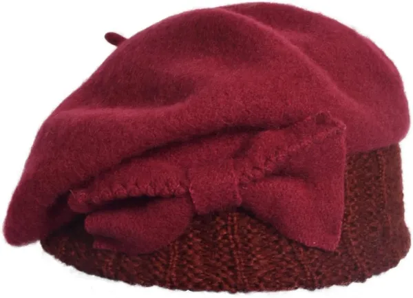 Lady French Beret 100% Wool Beret Floral Dress Beanie Winter Hat