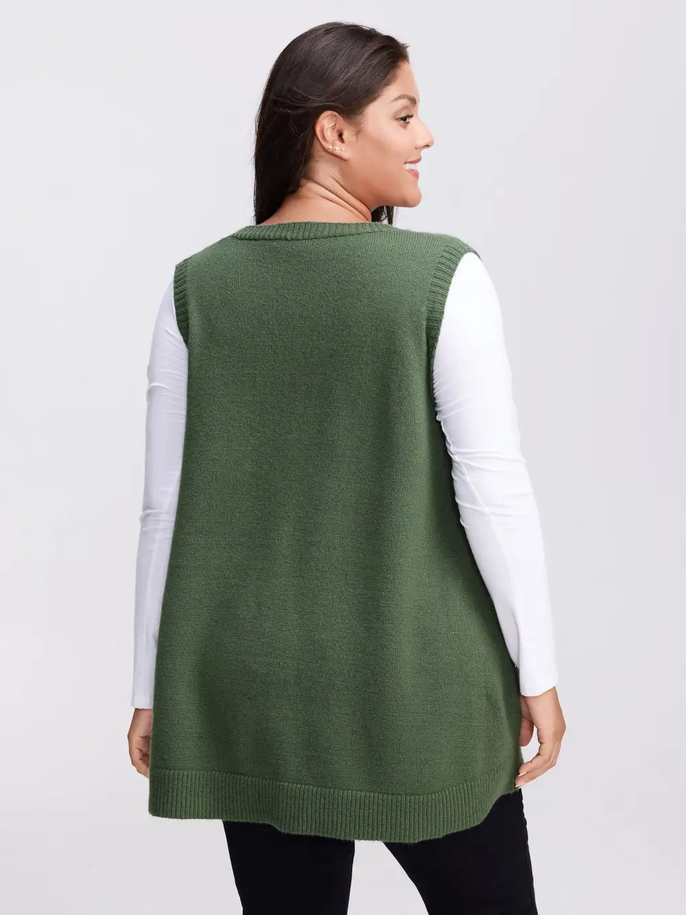 A-Line Pockets V-Neck Pullover