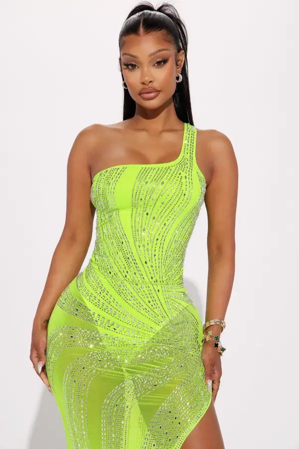 Aries Embellished Gown - Lime