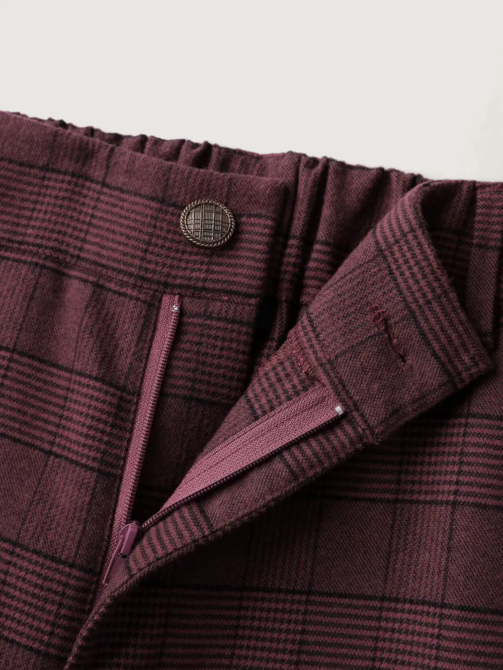 Checkered Stretchy Waist Pants