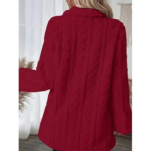 Women's Fleece Jacket Casual Jacket Hoodie Jacket Comfortable Breathable Zipper Pocket Casual Solid Color Vacation Street Casual Daily Wear Zipper Regular Hooded Regular Fit Long Sleeve Outerwear