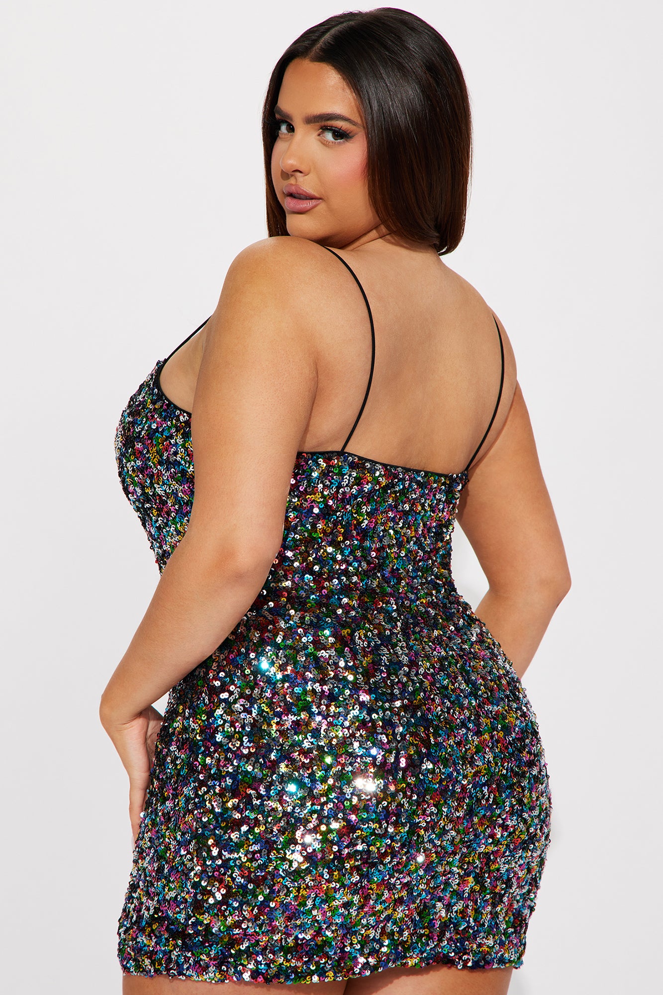 Poppy Sequin Mini Dress - Black/combo