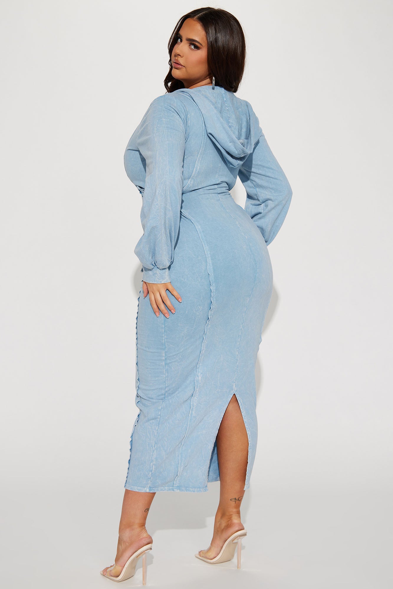 The Grind Hooded Maxi Dress - Light Blue