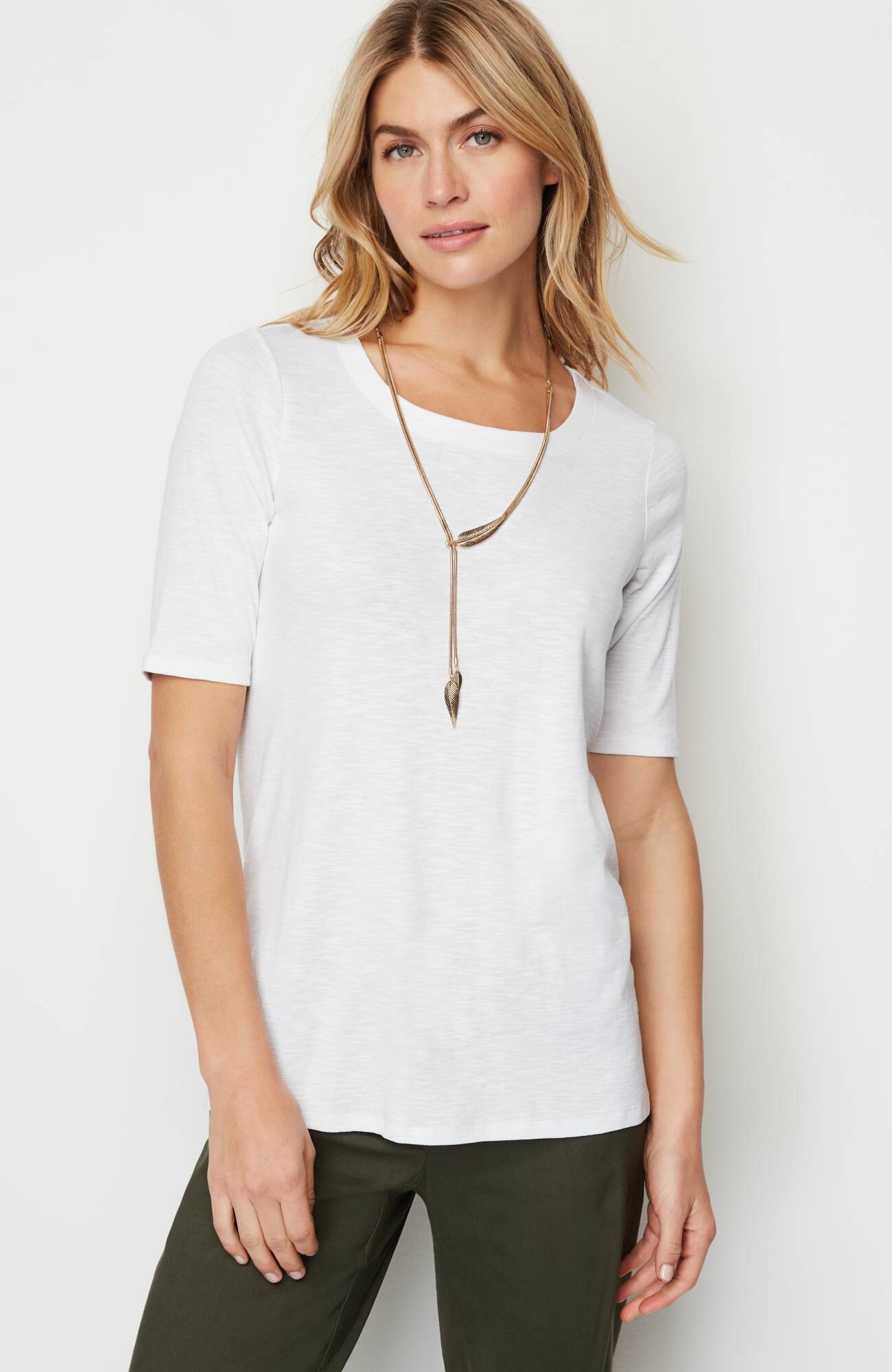 pima-slub scoop-neck side-slit tee