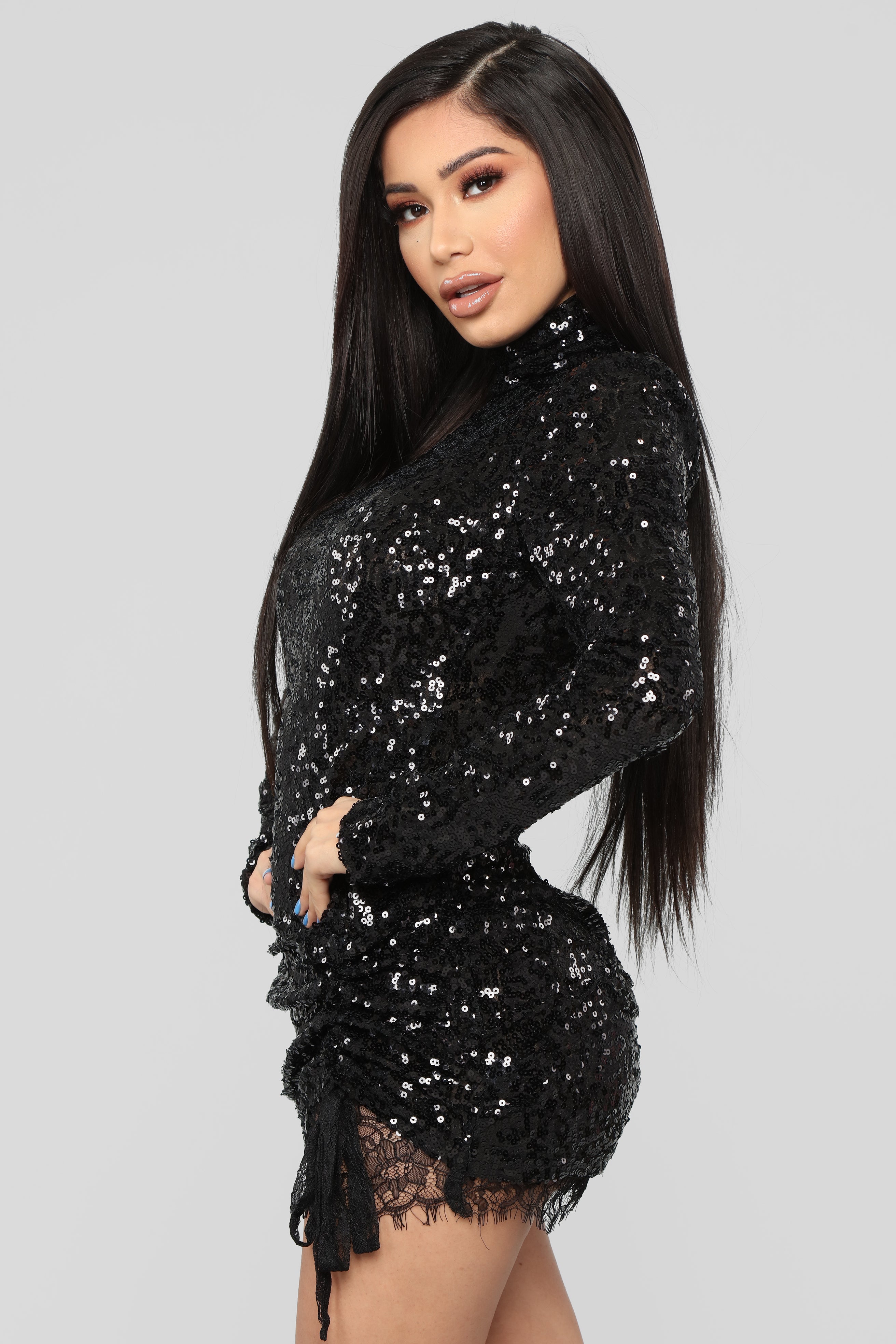 Craze For Fame Sequin Mini Dress - Black
