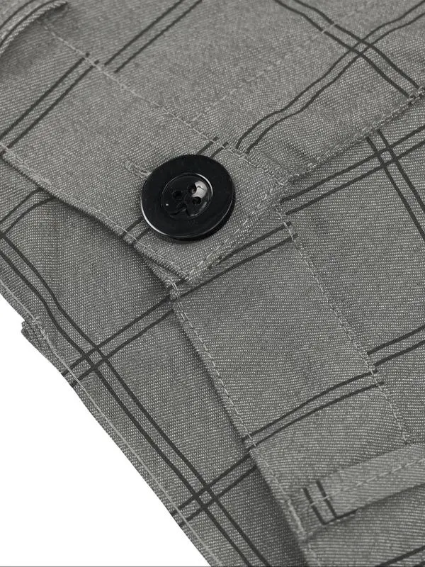 Men's Plaid Button-Fly Slim Trousers (Pocket Design) - Work/Daily, All Seasons