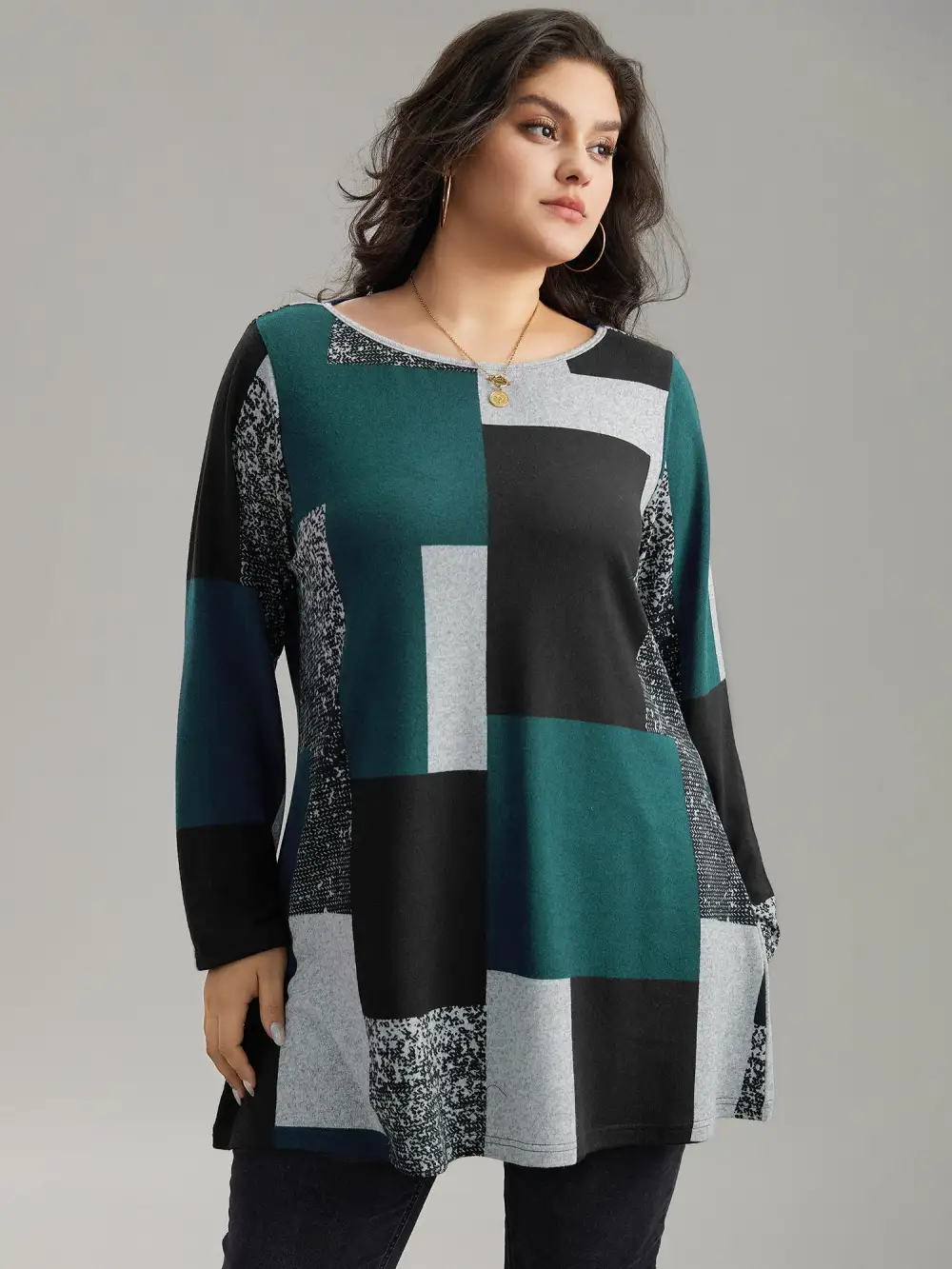 Colorblock Contrast Round Neck T-shirt