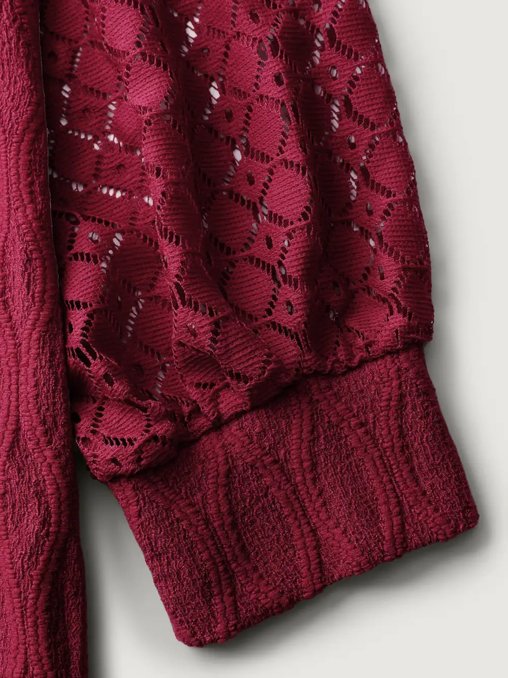 Sheer Textured Sleeve Stretchy Knit Top