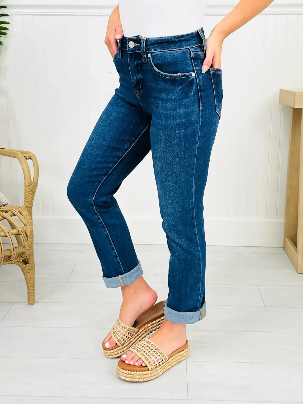 One Hundred Percent Chance Tummy Control Mom Jeans