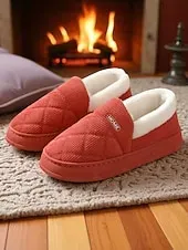 Women's Quilted Indoor Slippers with Faux Fur Lining – Warm Home Shoes for Winter and Cold Floors