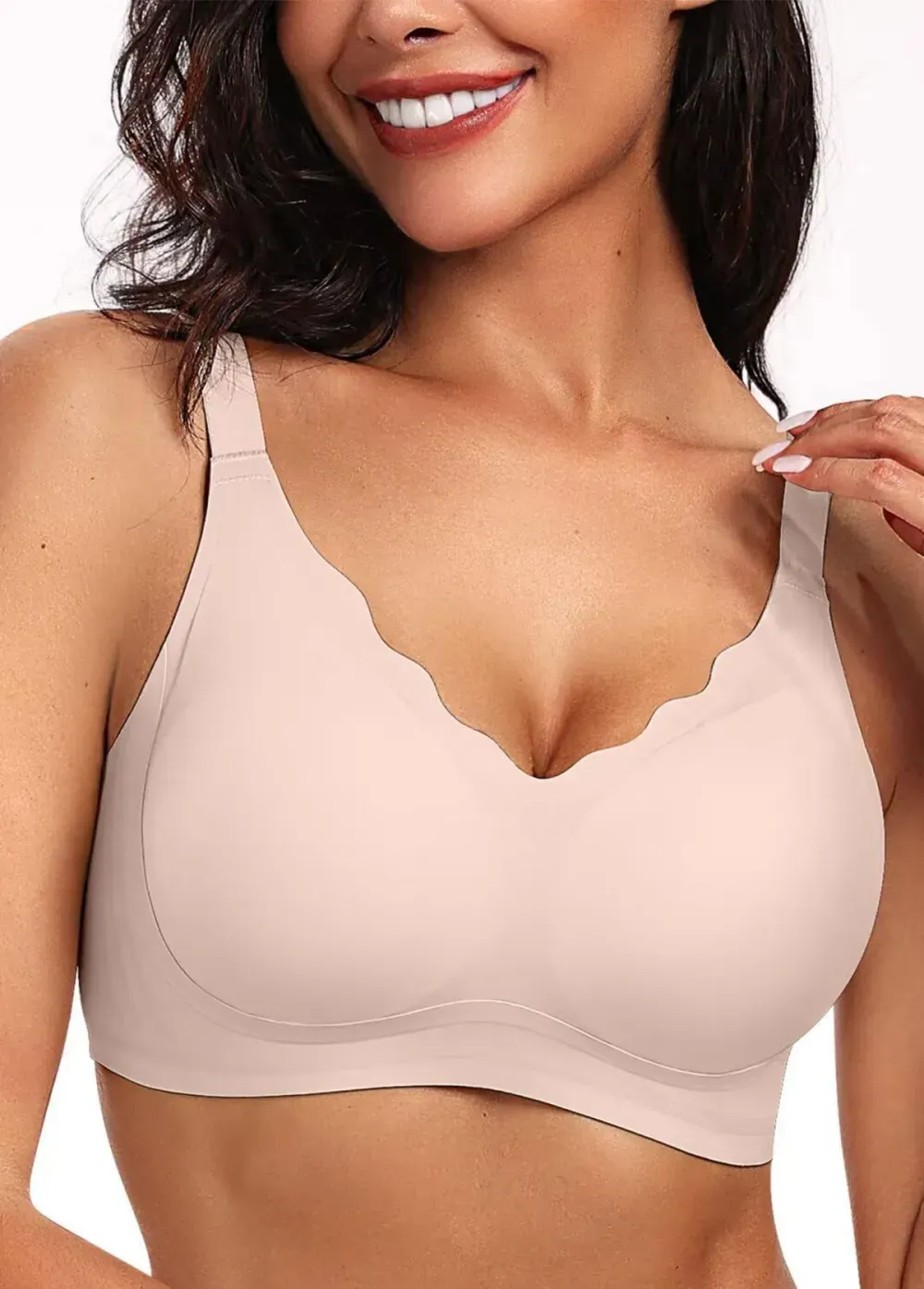 Skin Color Push Up V Neck Bra