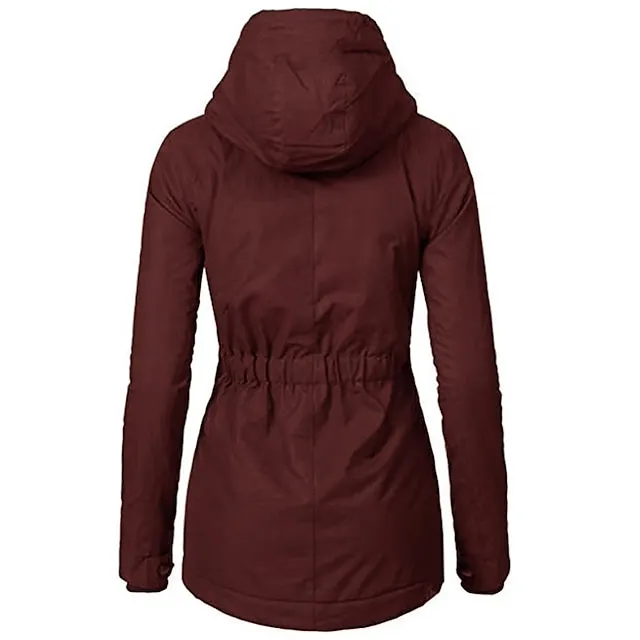 Women's Parka Street Fall Winter Puffer Jacket Long Coat Windproof Warm 3 in 1 Loose Casual Sports Jacket Long Sleeve Solid Color Zipper Purple Blushing Pink Waterpoof Daily Wear Down Parkas  Lined