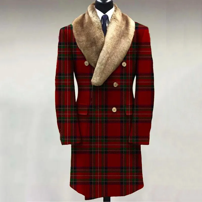 Casual Fur Lapel Collar Graphic Pattern Long Sleeve Coat