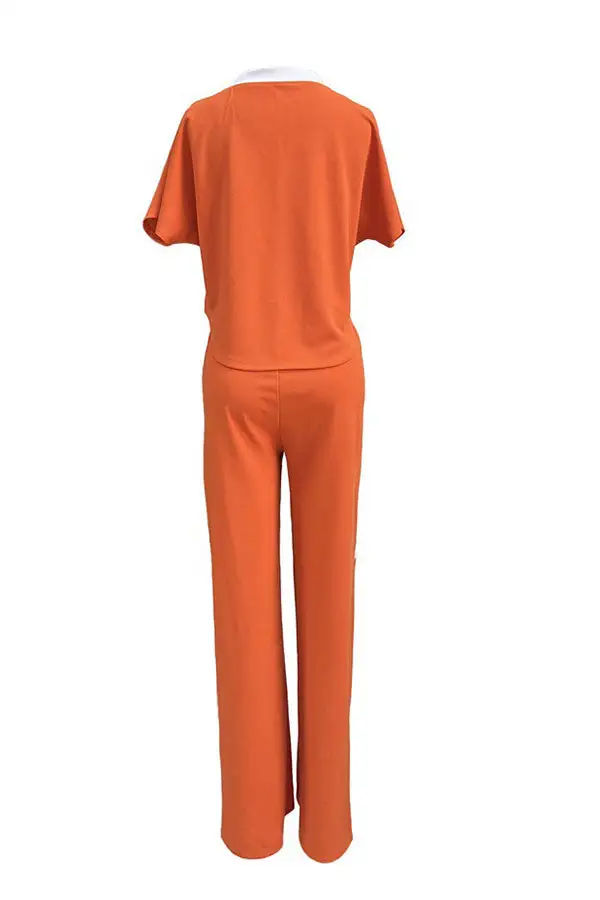Patchwork Casual Lace-Up Pant Set