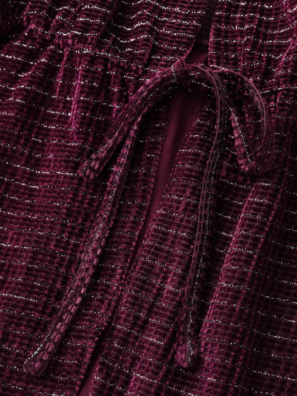 Textured Velvet Spliced Front-Tie Jacket