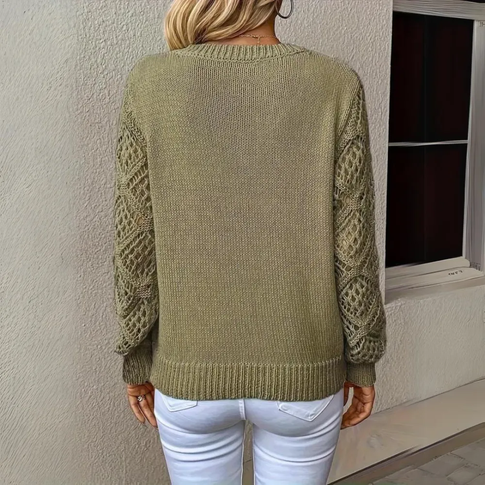 V-Neck Knitted Sleeves Jumper