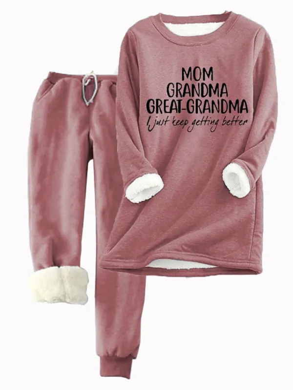 Women's Hoodie Tracksuit Pants Sets Fleece Letter Pink Blue Gray Drawstring Print Long Sleeve Casual Daily Warm Daily Hooded Regular Fit Fall & Winter