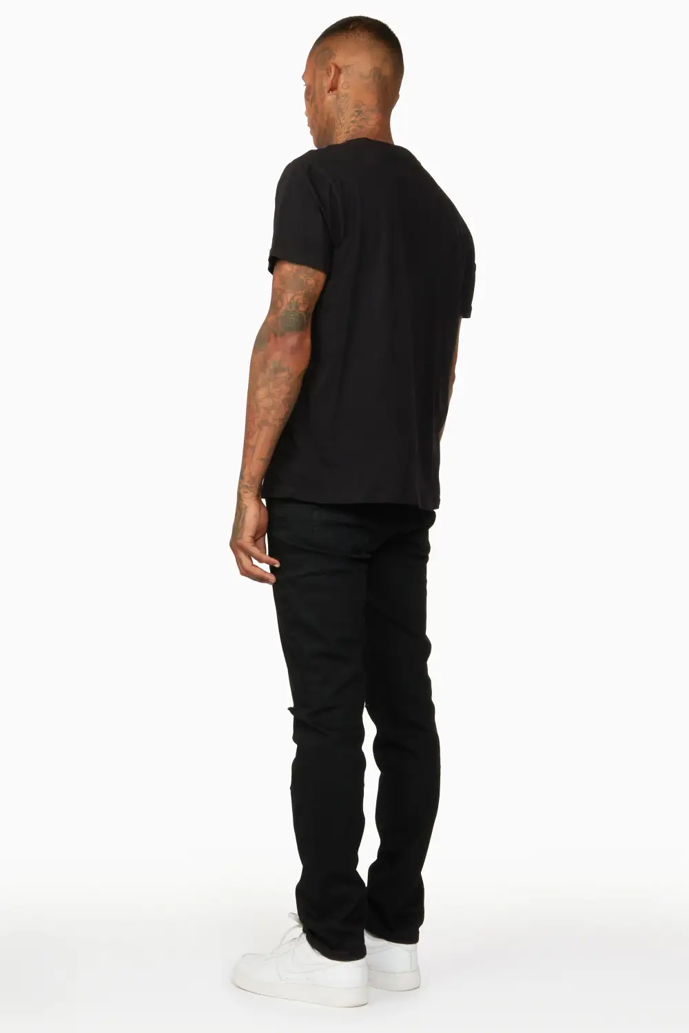 Oscar Black Knee Slit 5 Pocket Jean Straight Fit